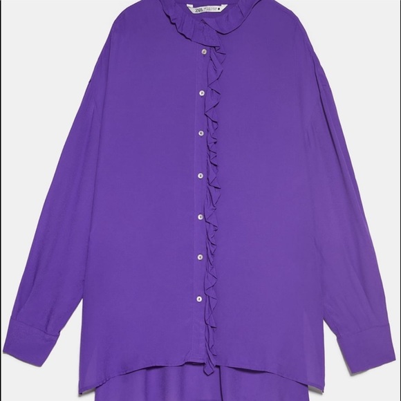 Zara purple flowy Viscose blouse shirt designer clone - Picture 4 of 16